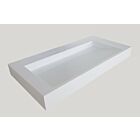 Djati solid surface enkele wastafel Solid Cascate mat wit (2 kr.gt) - 100 cm