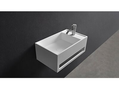 Ideavit solid surface toiletfontein Solidcube mat wit met handdoekhouder - 50 cm