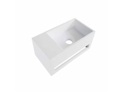 Djati solid surface toiletfontein Solid Cube links mat wit (0 kr.gt) - 36 cm