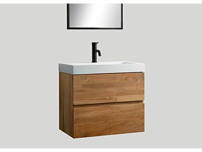 Djati teak badmeubel Mallorca 2.0 met solid surface wastafel Cascate mat wit (1 kr.gt) - 100 cm